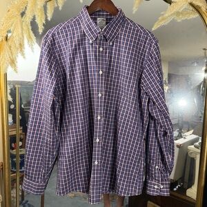Brooks Brothers Men’s Blue and Red Button Down 100% Cotton